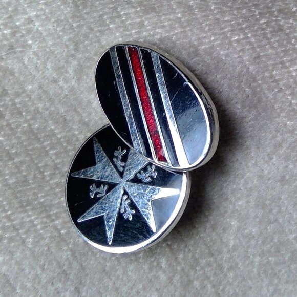 England MP cufflinks black red silver color - Picture 4 of 4